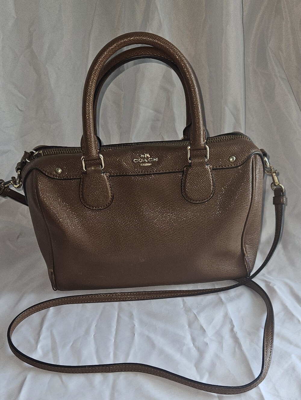Coach Mini Bennett Brown Leather Satchel w/Crossbody Strap